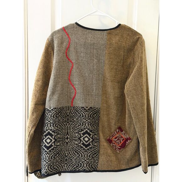 Sag Harbor Boho Patchwork Woven Jacket size 8 - Picture 3 of 7